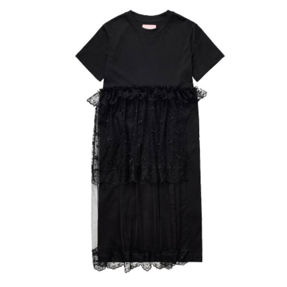 Simone Rocha Dresses & Skirts - Simone Rocha Black Lace-Trim T-Shirt Maxi Dress